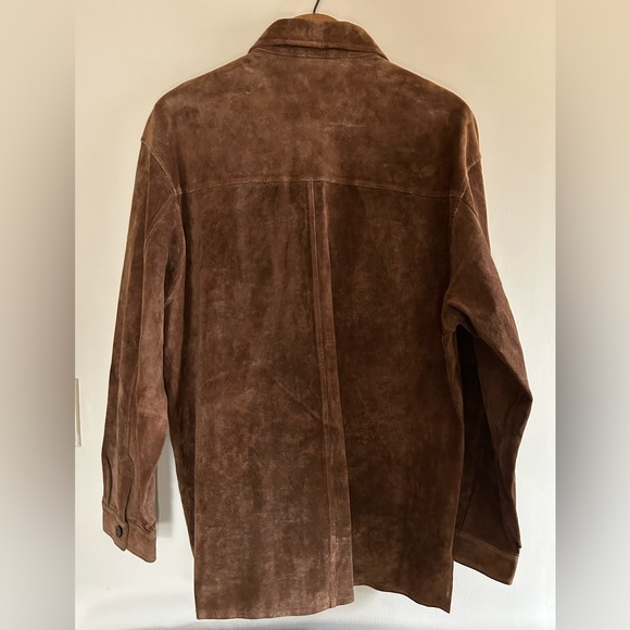 Y2K Claiborne Brown Suede Oversized Shirt Jacket L/XL - Picture 2 of 6